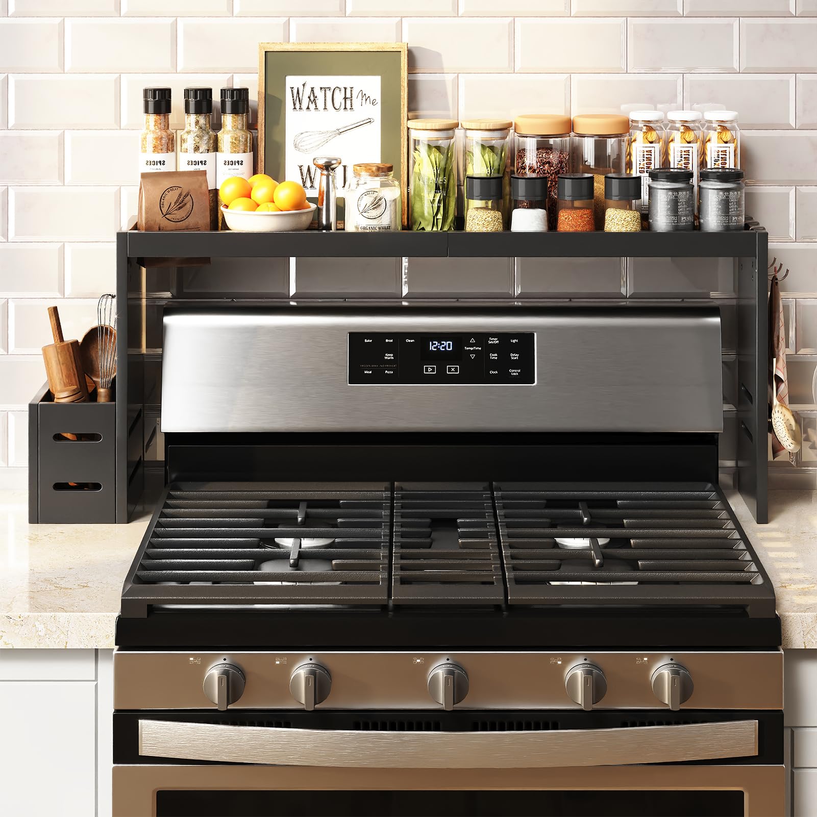 Amazon.com: MAICHUAN Bamboo Stove Shelf, Spice Shelf for Kitchen