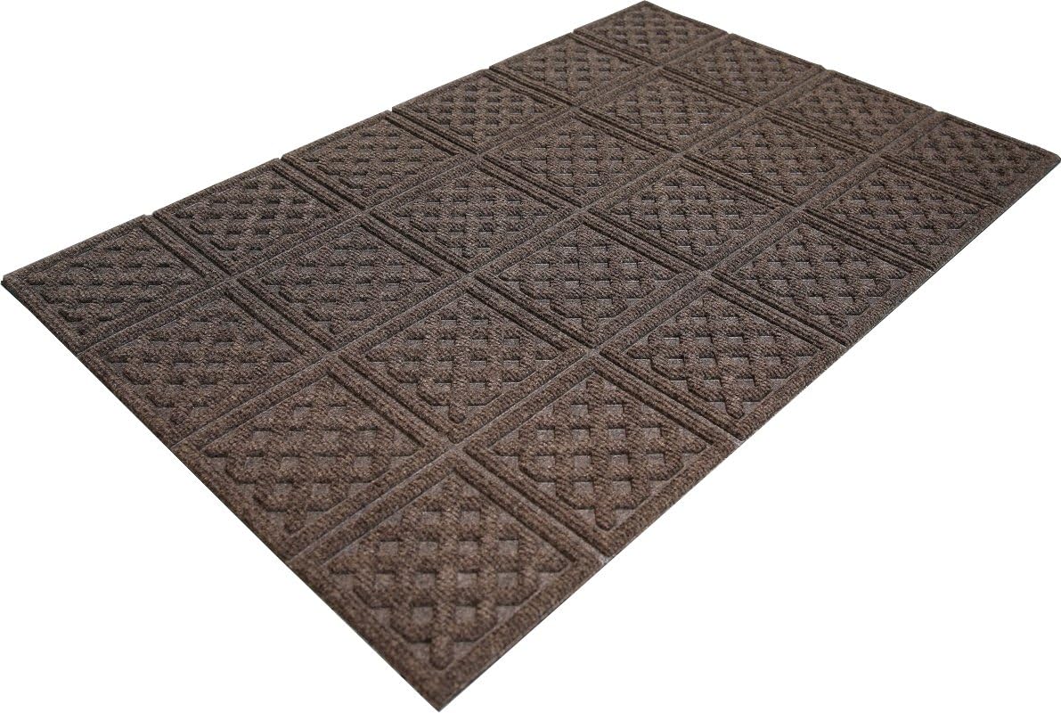 Artisan Entry Front Door Mat - Rubber Back Indoor or Outdoor Entry Rug with Lattice Design, Water Absorbing Rug, Made in The USA by Mats Inc, 2' x 3', Taupe