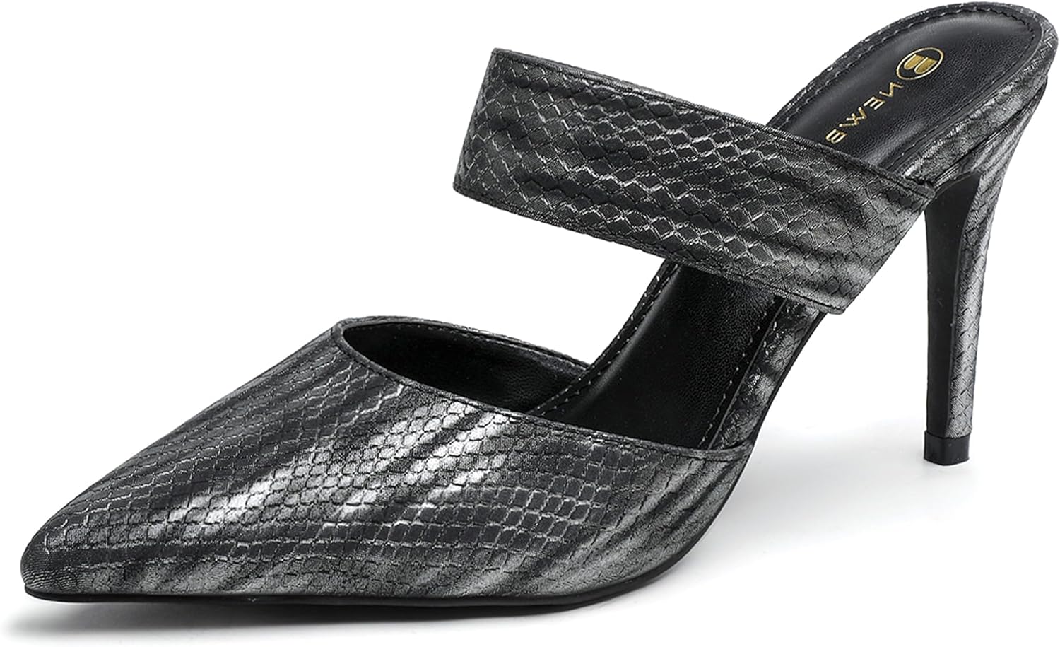 NEWBELLA Women's Kitten Heels Pointed Closed Toe Slip On Mules Vintage Dressy Stiletto Pumps