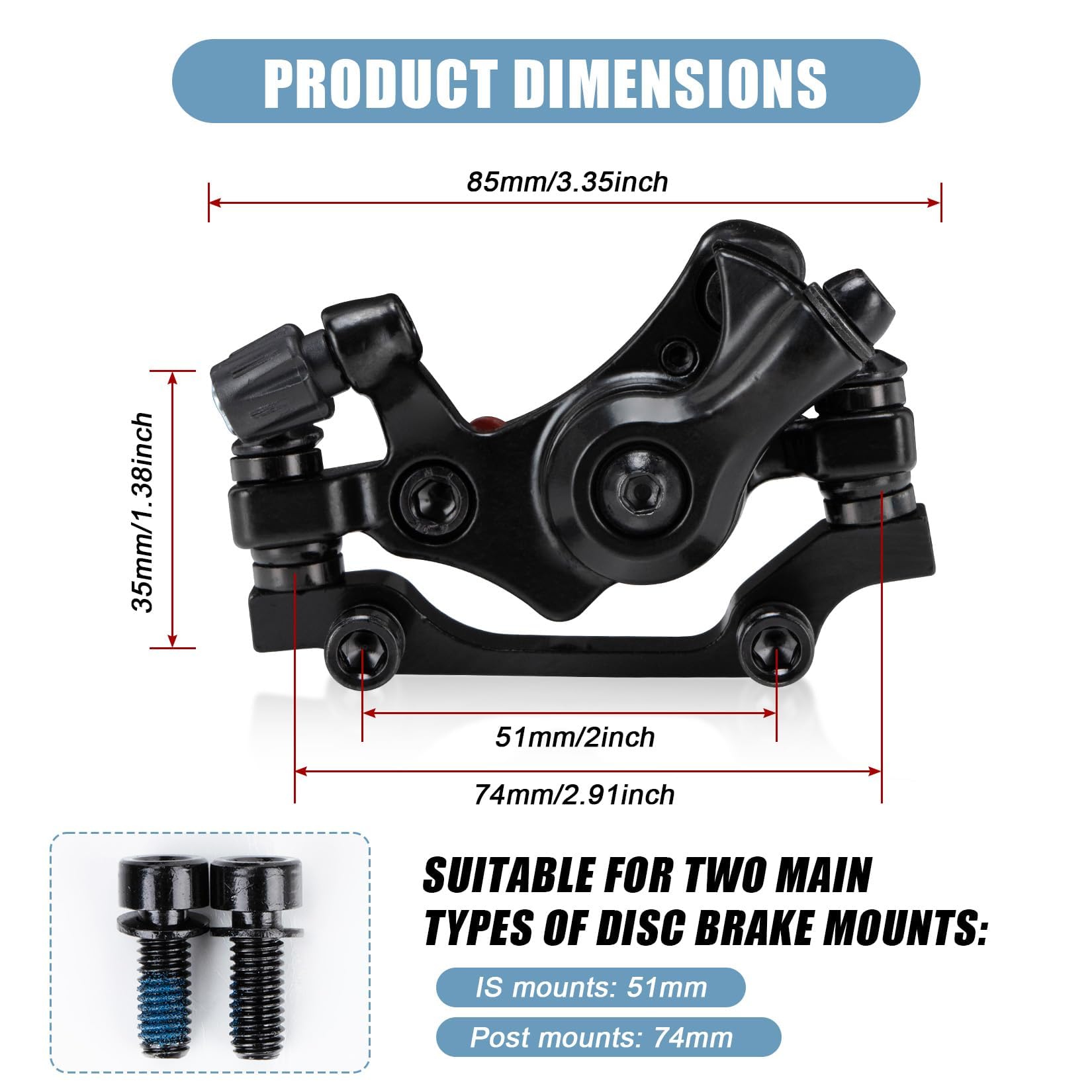PSLER Kit Freni per MTB - Freni a Disco Meccanici Anteriori e Posteriori Universali per Mountain Bike con Rotori da 160 mm, Bici Pieghevoli, Bici da Strada, Pinza in Lega di Alluminio