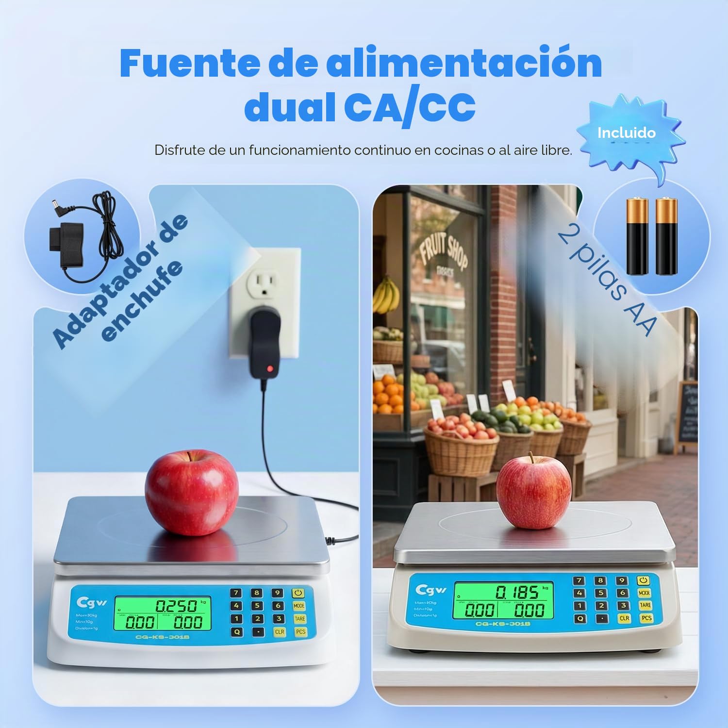 CGOLDENWALL Báscula de Cocina Profesional 30kg/1g - Balanza Alimentos Digital con Plataforma de Acero Inoxidable, Pantalla LCD, Conversión KG/LB/OZ y Doble Alimentación, para Tienda, Panadería y Hogar