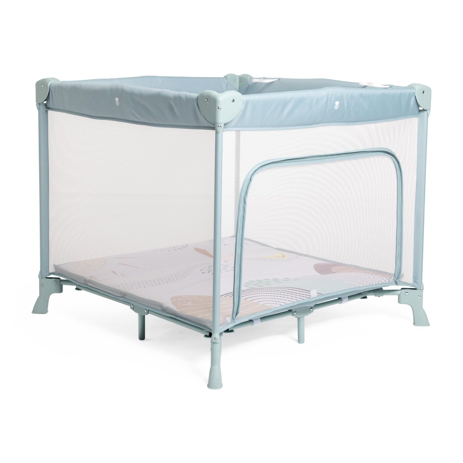 Chicco Open Box Quadrato per Bebè e Bambini dalla Nascita fino a 15 kg, Pieghevole e Compatto, con Tappeto Gioco, Finestre in Rete, 4 Maniglie e Borsa da Viaggio, Verde