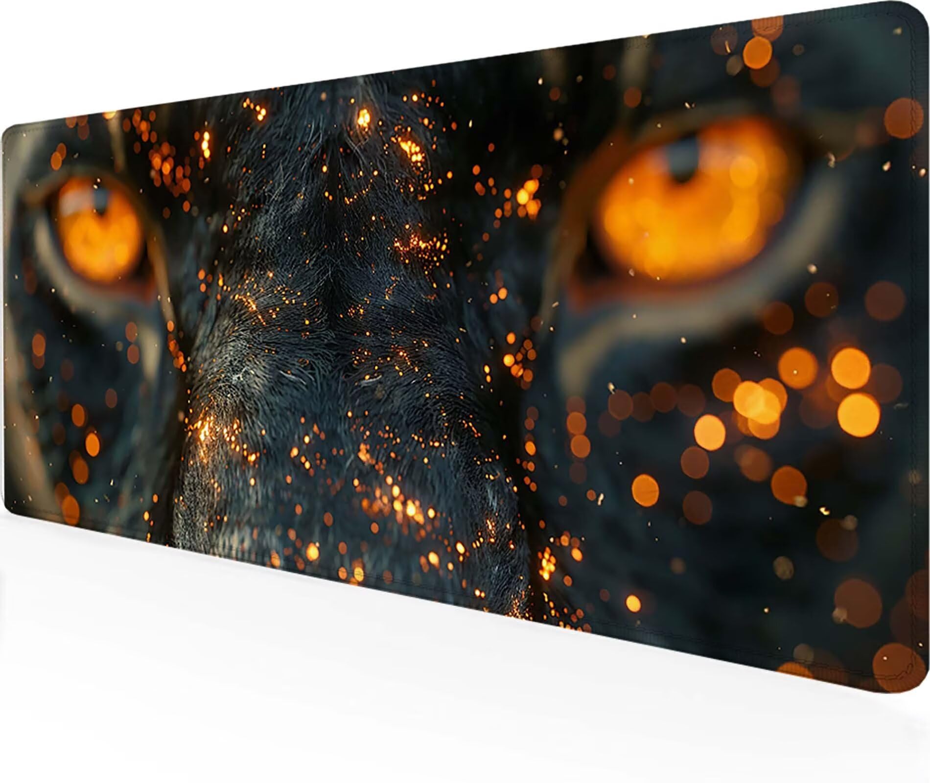 Podkładka pod mysz dla graczy w panterkę, XXL, 1200 x 600 mm, przyszyte krawędzie, czarna podkładka na biurko, akcesoria dla graczy, wodoodporna, antypoślizgowa, gumowa podkładka pod mysz, do domowego