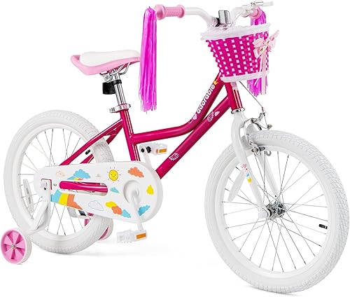 Miniatura 9 de BABY JOY Bicicleta para niñas, 12 pulgadas, 14 pulgadas, 16 pulgadas, 18 pulgadas, bicicleta para niños de 3 a 8 años con ruedas de entrenamiento,