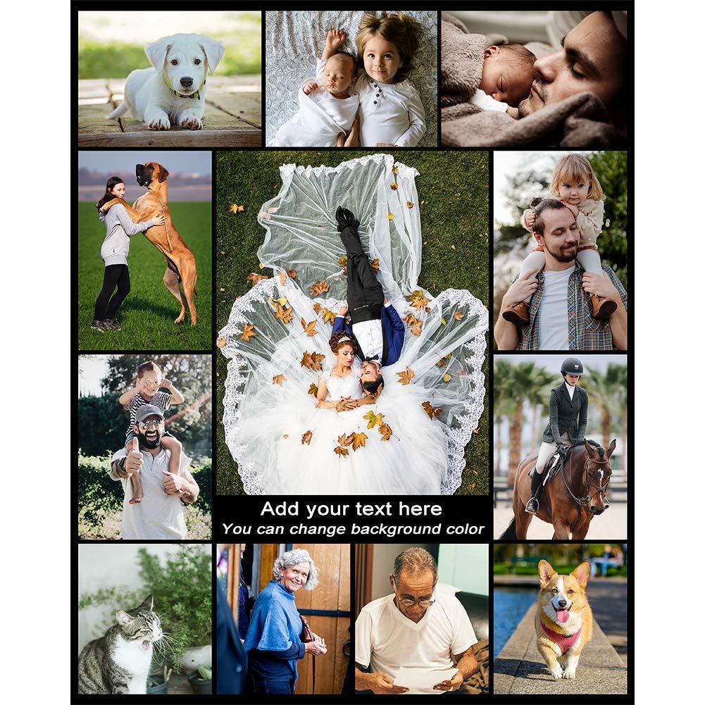 Coperta personalizzata con foto di testo. con 1-9 collage di foto. di flanella per la famiglia, il compleanno, il regalo di nozze, si adatta al divano, al divano, alla camera da letto-80cmX120cm