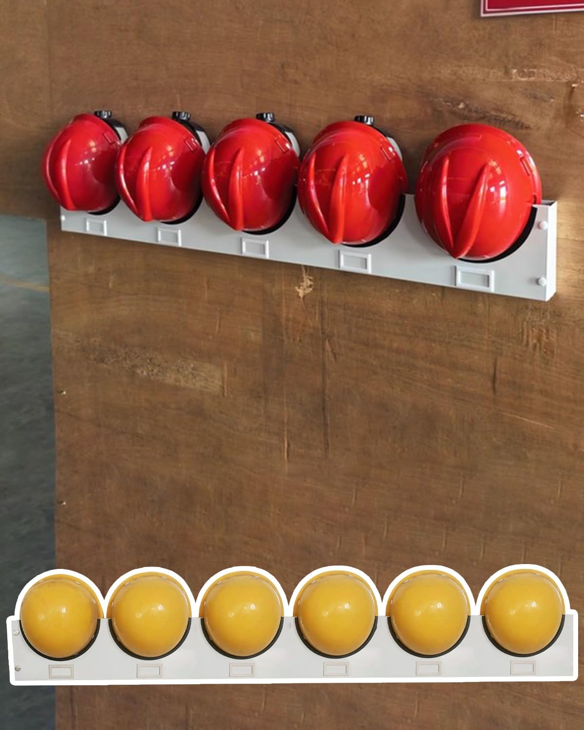 Casco Obra Colgador de Cascos de Construcción para Pared, Organizador de Cascos de Seguridad 1, 2, 3, 4 Y 5, Soporte para Casco de Bombero de Taller, Perchero para Cascos de Seguridad(Hold 6 hats)