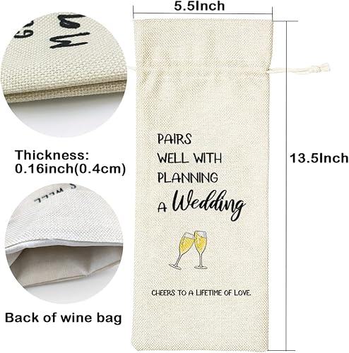 Miniatura 2 de LANBAIHE Regalos de boda Bolsa de vino, parejas de boda, regalo de vino de novia y novio, bolsa de regalo de vino de lino, bolsa de vino reutilizable