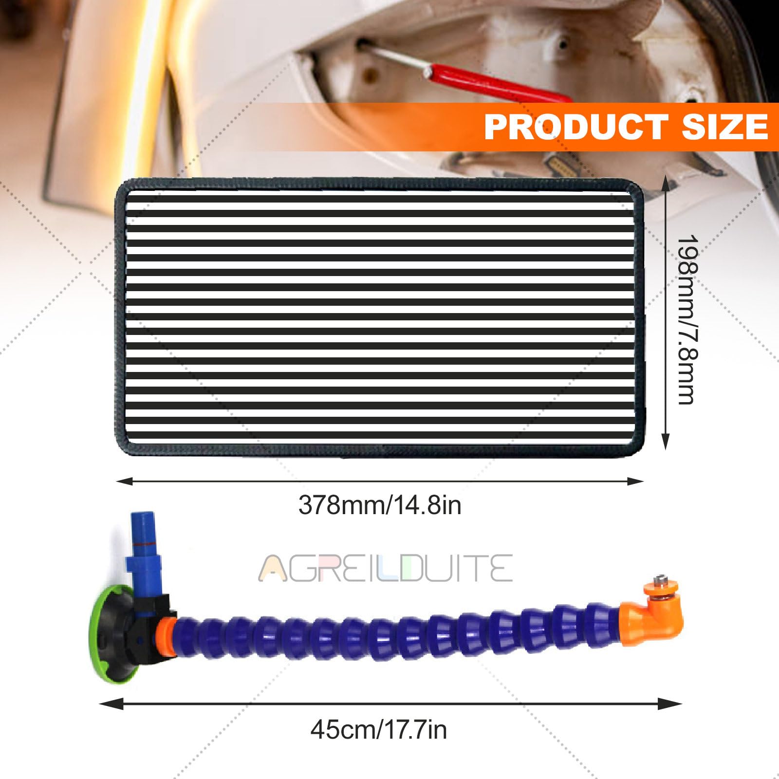 LED-PDR-Ausbeullampe, Werkzeug Zur Lackschadenfreien Ausbeultechnik, 3-Streifen-Leiterplatte – 6 Farbkombinationen, Ausbeulwerkzeug, LED-Licht, Helligkeit Einstellbar, 37,8 × 19,8 cm