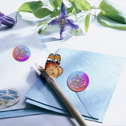 Miniatura 7 de MAYJOYDIY Sello de cera con diseño de mariposa, sello de cera de insectos, fase lunar, estrellas, sello de madera retro, sello de cera de 1.181 in,