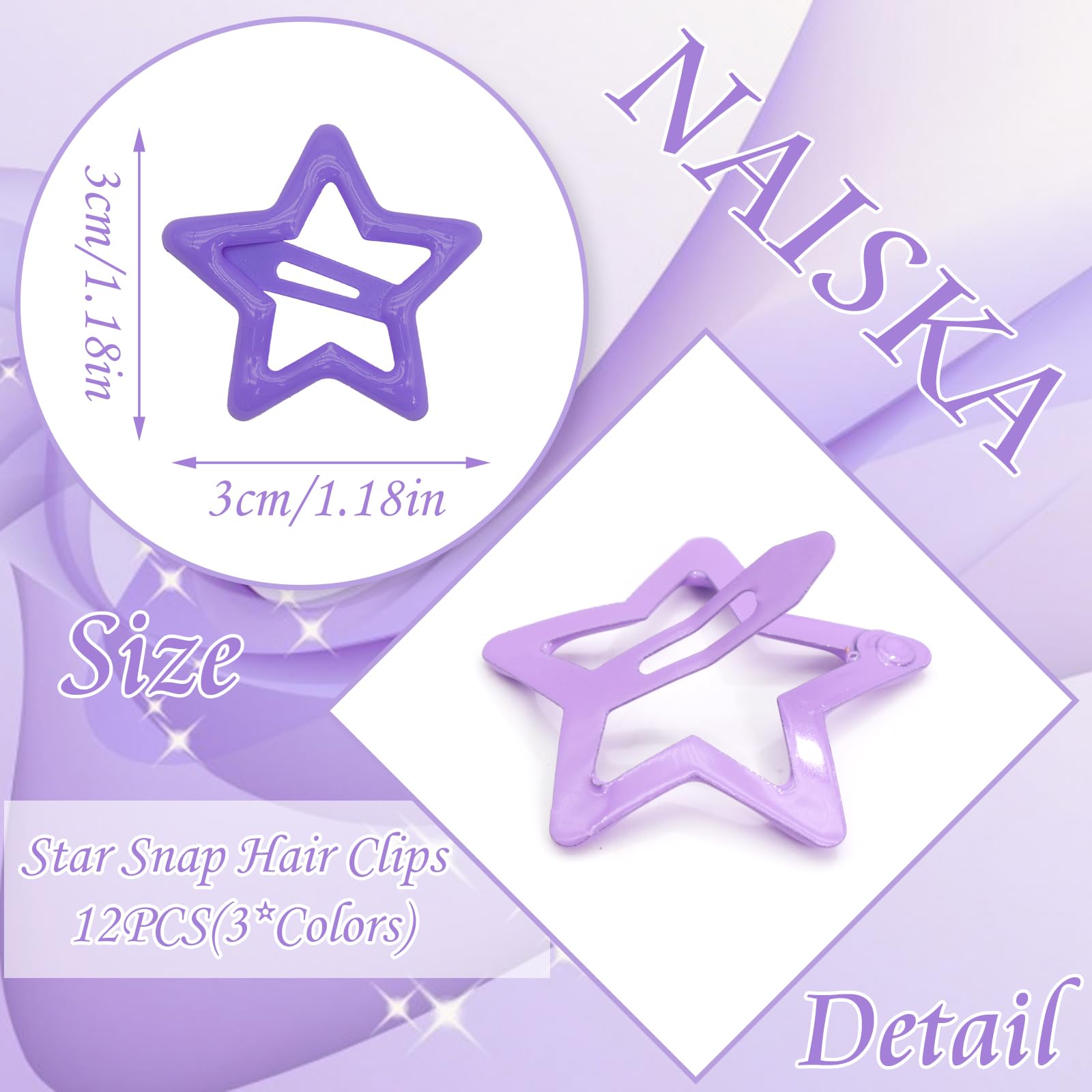 Amazon.com : NAISKA Purple Star Hair Clips Non Slip Hair  display picture 1