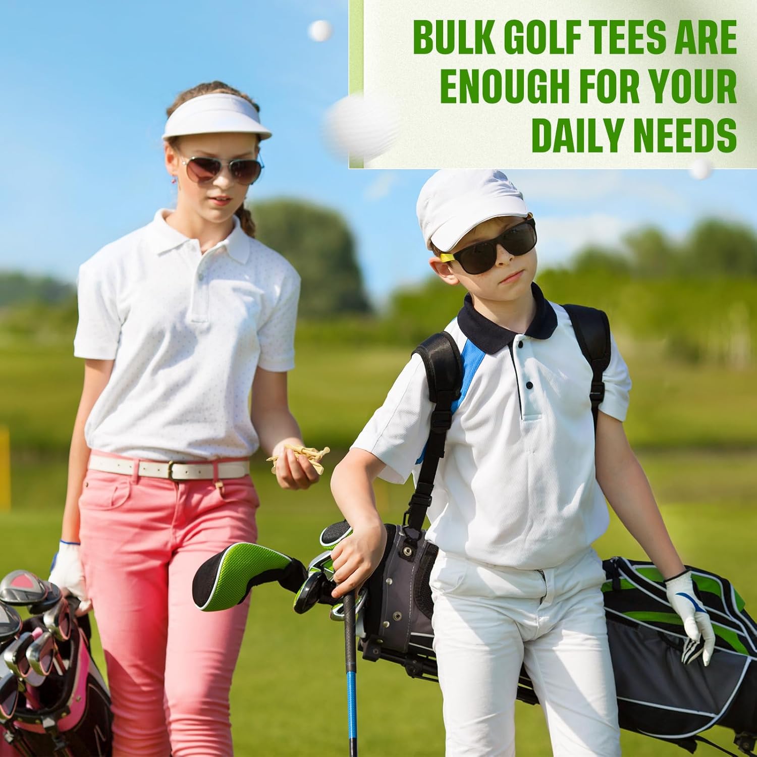 Mudder 300 Pack Step Down Golf Tees Wooden 2-3/4 Inch Bulk Bamboo Golf Castle Tees for Practice Accessories