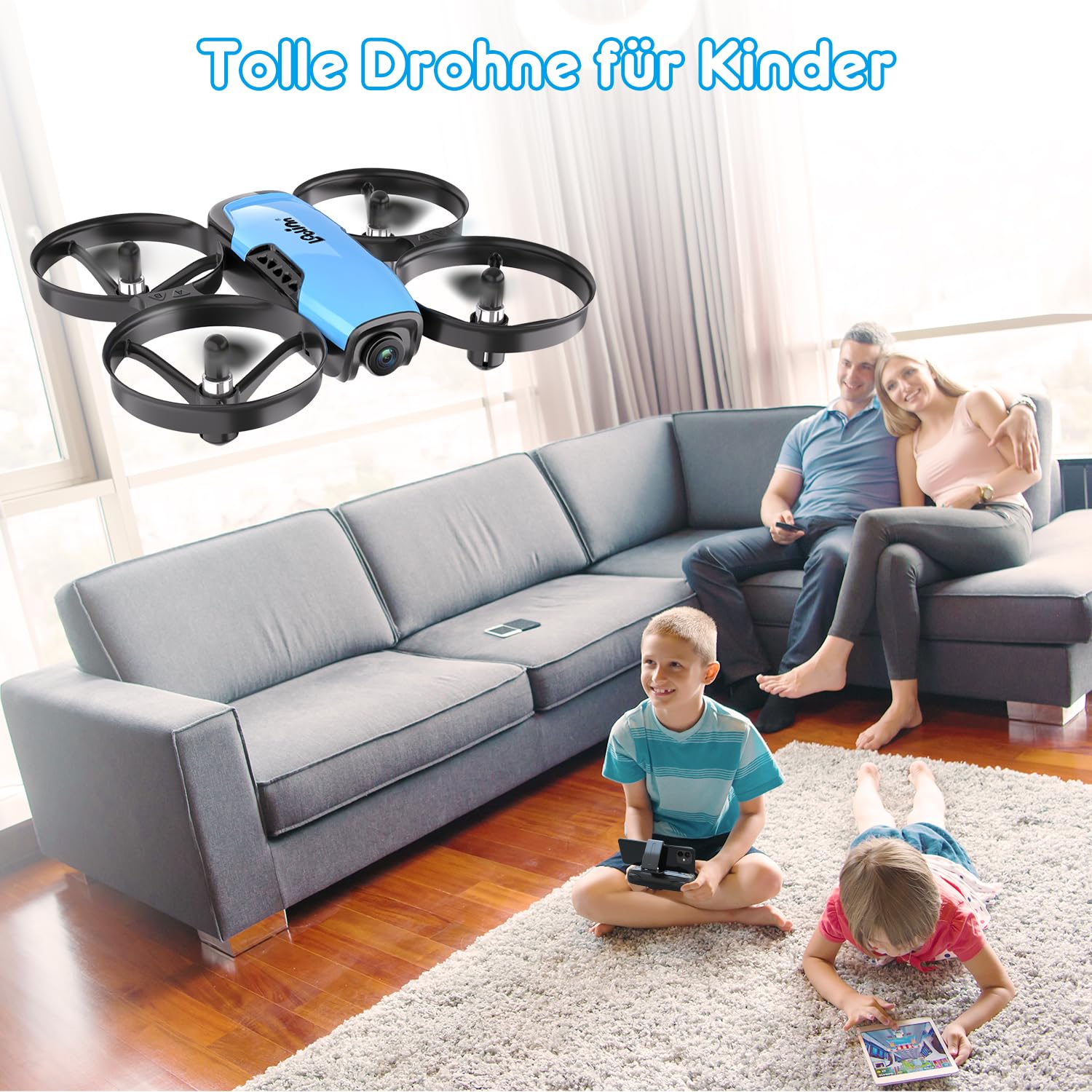 Loolinn | Drohne mit Kamera als Geschenk für Kinder - Mini Drohne Ferngesteuert mit Video & Fotos, Sicher Zu Fliegen, Einstellbare Kamera, Geprüftes C0-Zertifikat (Festtagsgeschenk für Kinder)
