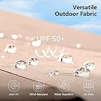 Vista 9 de MFSTUDIO 15ft Double Sided Patio Umbrella with Solar Lights, Outdoor Large Umbrellas with Crank Handle and 36 LED Lights, Rectangular Market Beige