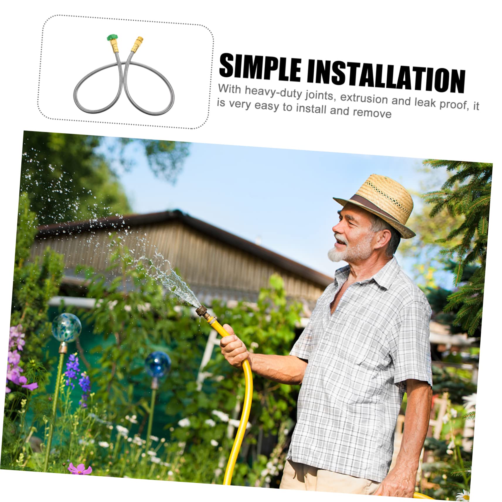 TOYANDONA Schlauchverbinder Edelstahl Gartenschlauchverlängerung mit Zwei Weiblichen Anschlüssen Flexibler Metallwasserschlauch für Bewässerung und Reinigungszwecke