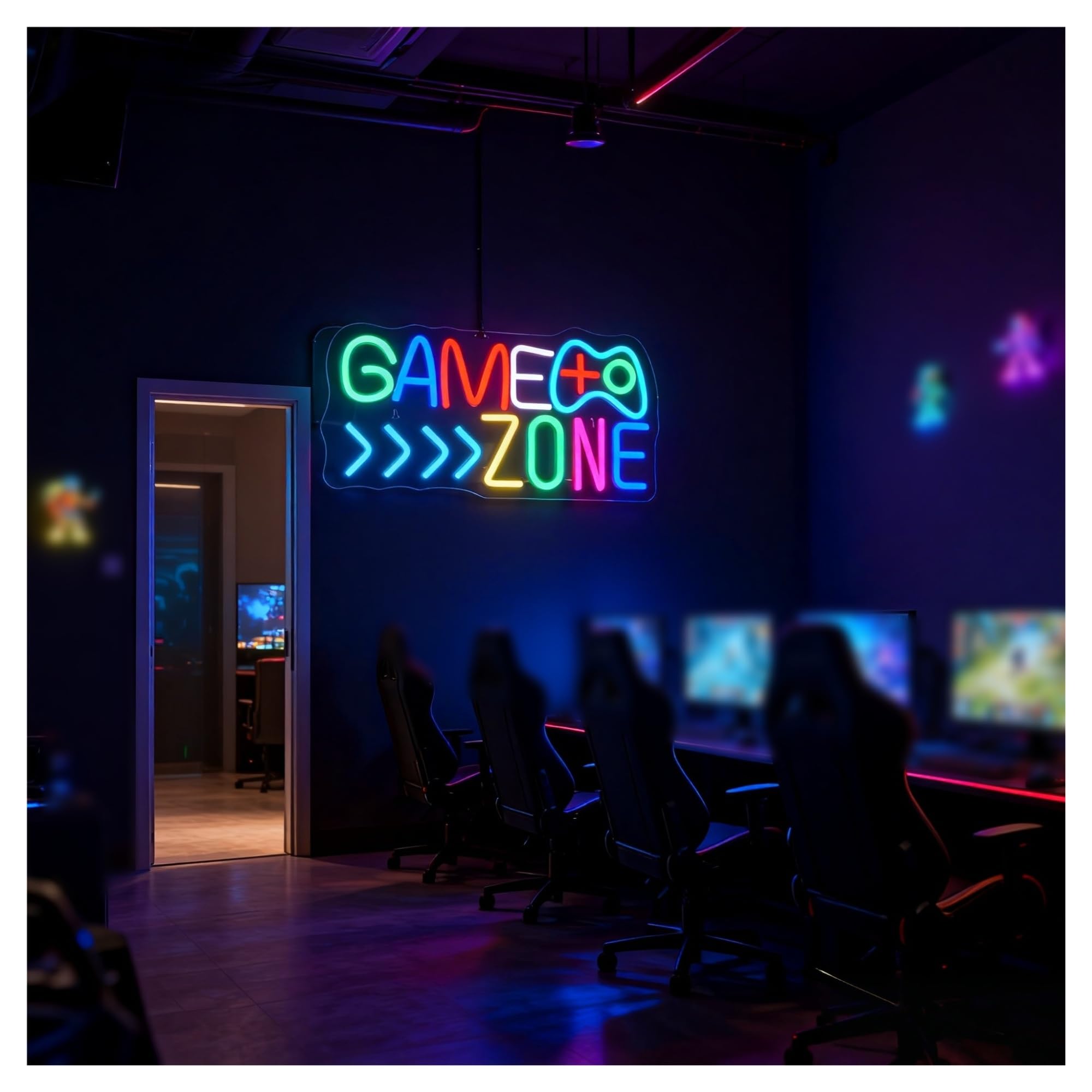 Luci al Neon Da Parete Insegna Al Neon"Game Zone"da Parete Per Camera Da Letto, Sala Videogiochi, Luci Decorative 40x23cm