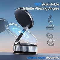 Vista 5 de Magnetic Car Phone Holder for Magsafe, Alloy 360° Folding Cell Car Phone Mount with Ultra Stable Suction Cup and Reusable Gel, Dashboard Windshield