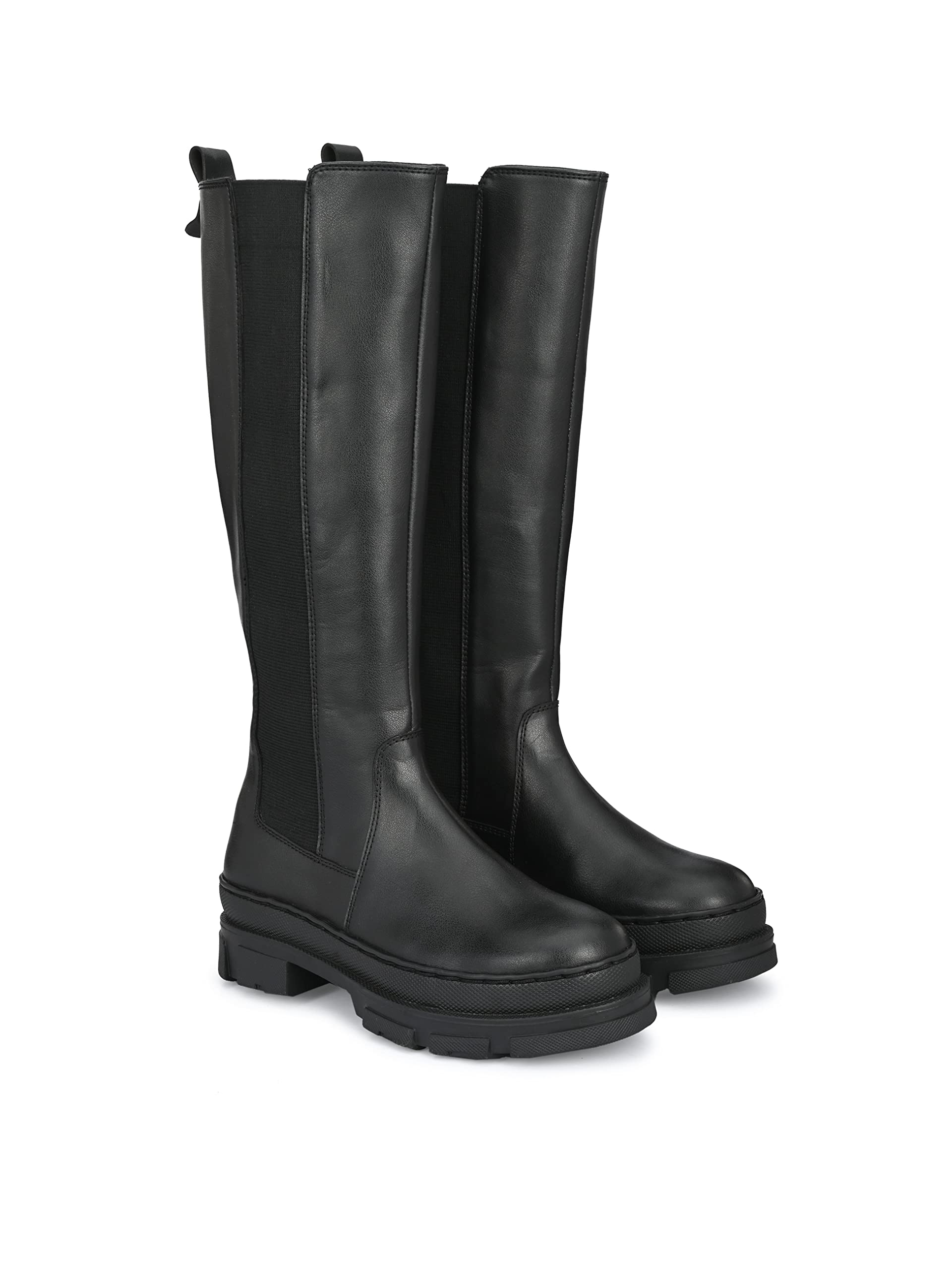 Delize Black Women Vegan Leather Knee high Chelsea Boots (B09QSZ9SC5) Amazon Price History, Amazon Price Tracker