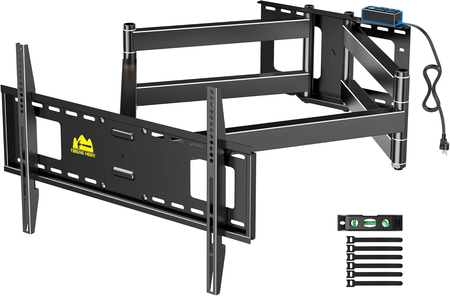 FORGING MOUNT Full Motion TV Wall Mount for 50-90 inch TVs, Heavy Duty Articulating Arm Holds 198 lbs with 43 Inch Long Extension, Fits Flat/Curved Screens, Max VESA 600x400mm