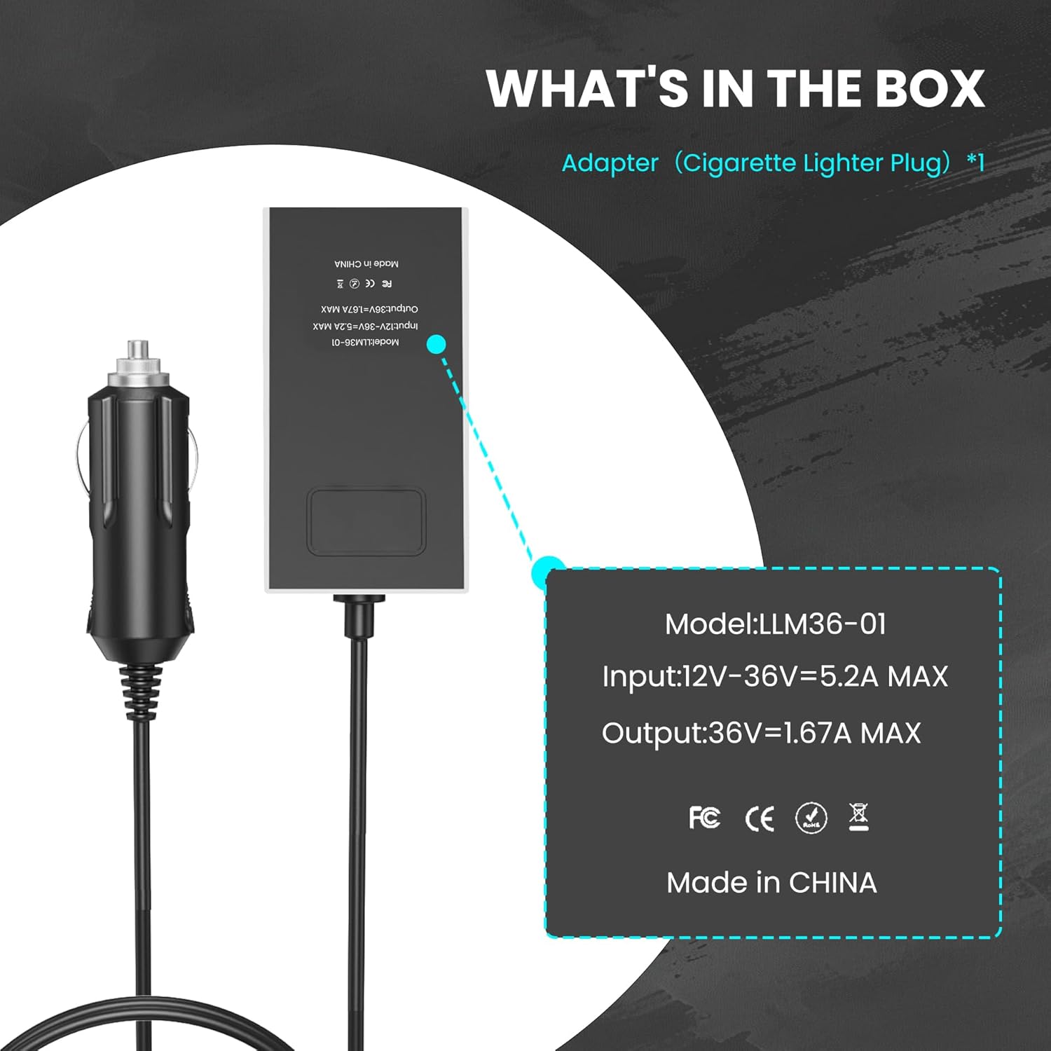 Car Charger/Car Power Adapter for Starlink Mini, 12V/24V/36V Cigarette Lighter Adapter with 20 AWG 40inch Cable on Car/Truck/RV/Boat, Step-Up Converter, Support 60M/200FT Extended Range