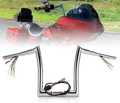 Pre-wired 12" Rise Road Glide Handlebars 1.5 Inch Meathook Ape Hangers for Harley 2008-2013 Road GlideChrome