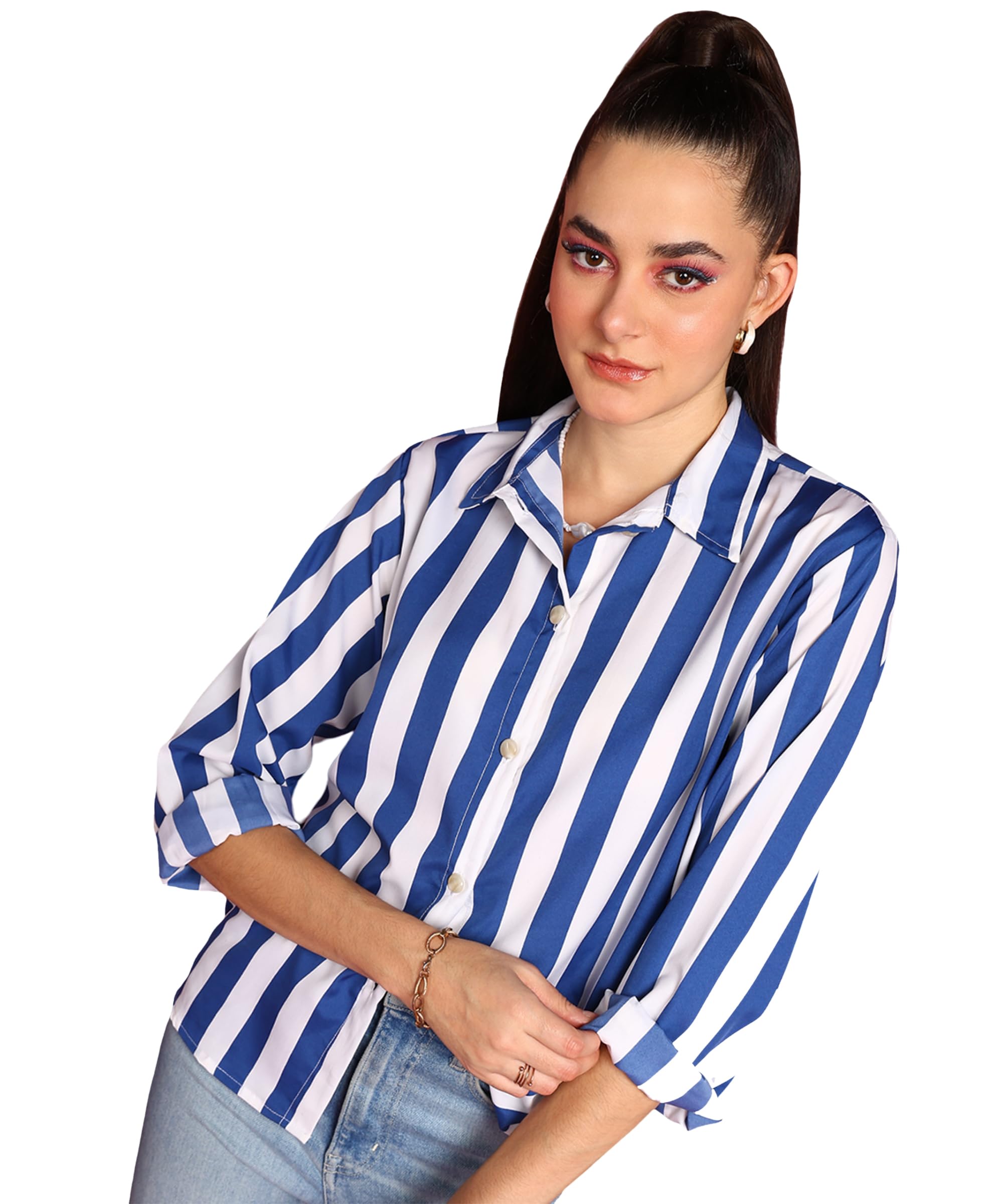 Printed Full-Sleeves Regular-Fit Polyester Printed Shirt for Women Stylish Western Casual Wear-image-27