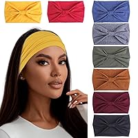 Vista 29 de XTREND 4 paquetes de diademas anchas de moda estilo bohemio elásticas anudadas antideslizantes negras para mujer para deportes al aire libre yoga