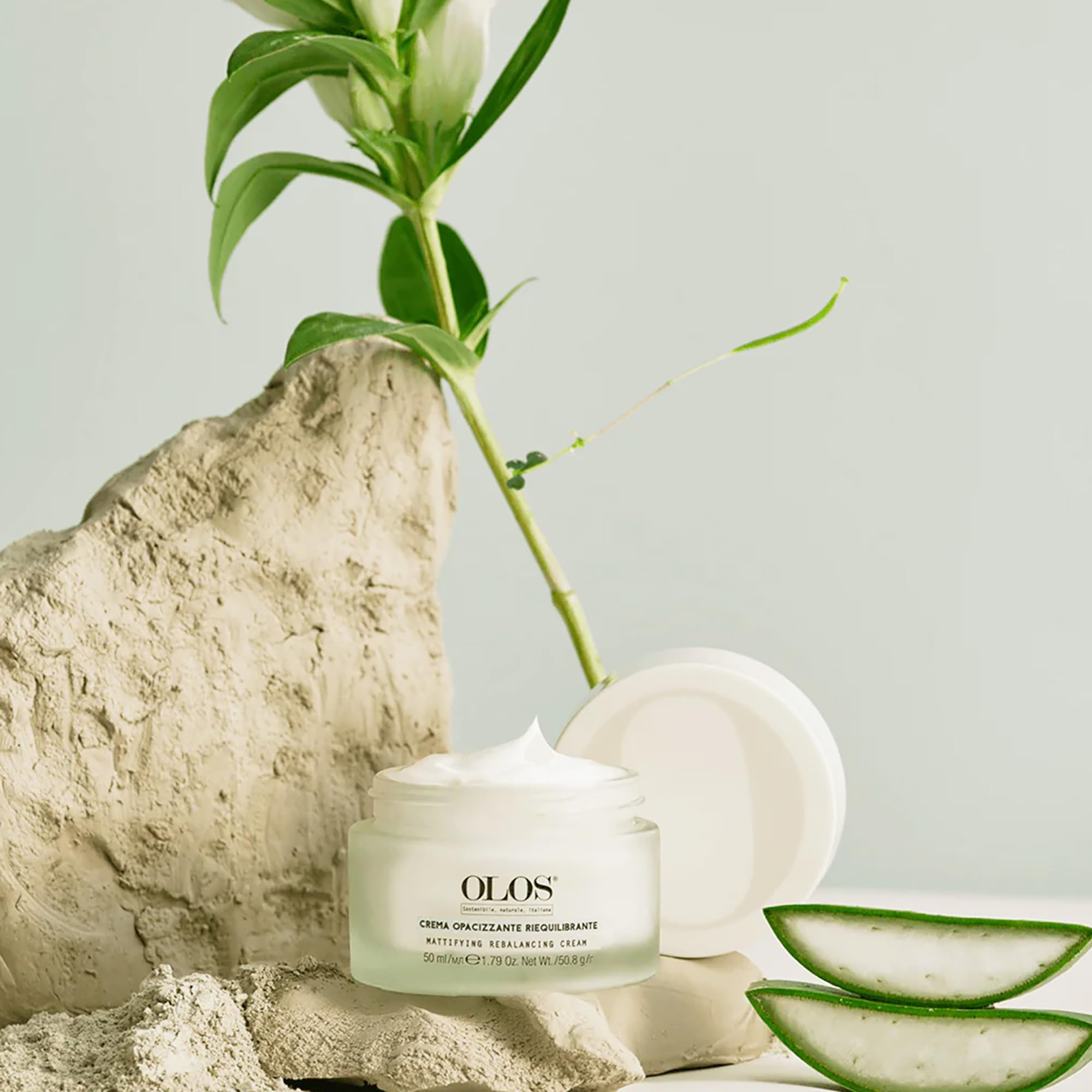 OLOS Mattifying Rebalancing Cream - Face Cream for Oily Skin - Controls Sebum Production, Improves Skin Texture - Non-Clogging Makeup Primer - 1.7 oz