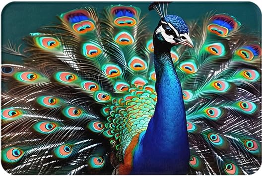 Beautiful Peacock Print All-Season Indoor Outdoor Doormat,Multi-Functional and Stylish Home Decor