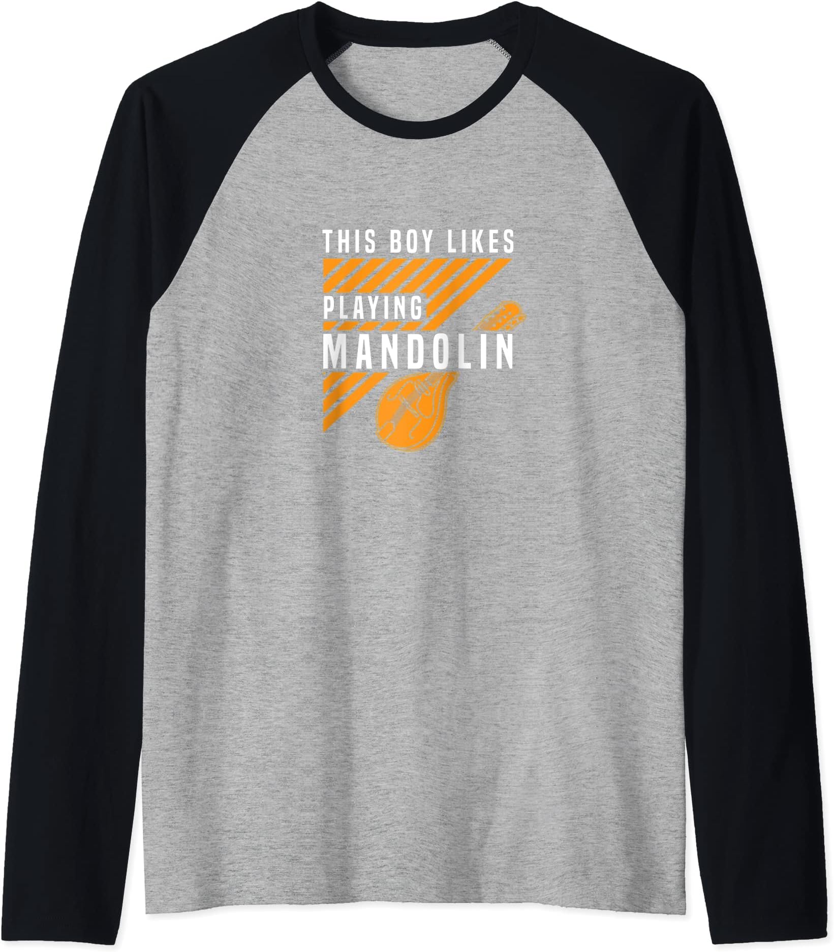 Mens Boy Likes Mandlon Bluegrass Folk Music Musician Raglan Baseball Tee