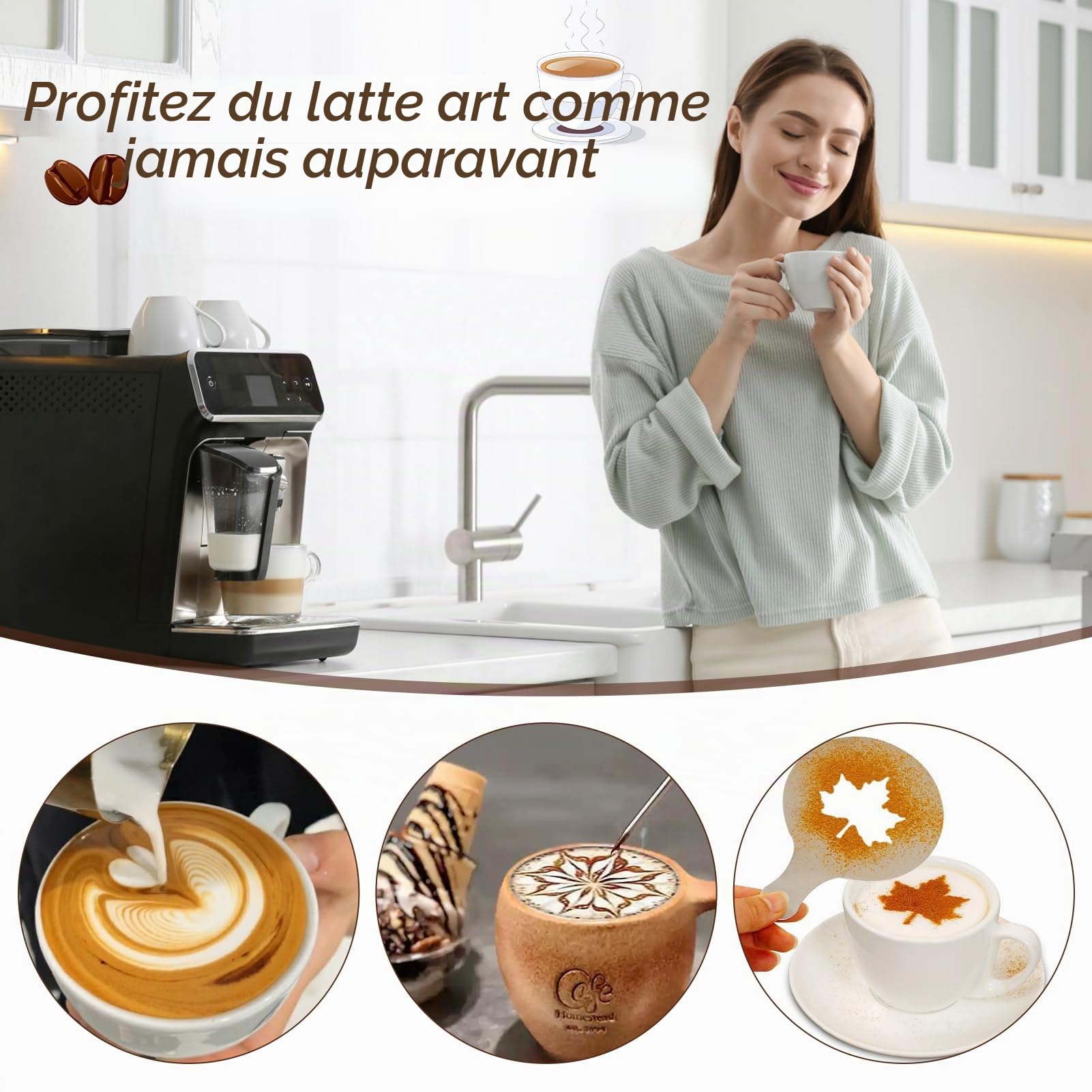 Y-Step Lot de 25 tampons à café 51 mm, accessoires Barista avec bague de dosage 51 mm, écran Puck Screen 51 mm, chiffon Barista, outil WDT, mélangeur à café, tapis de tamper, latte art, pot à