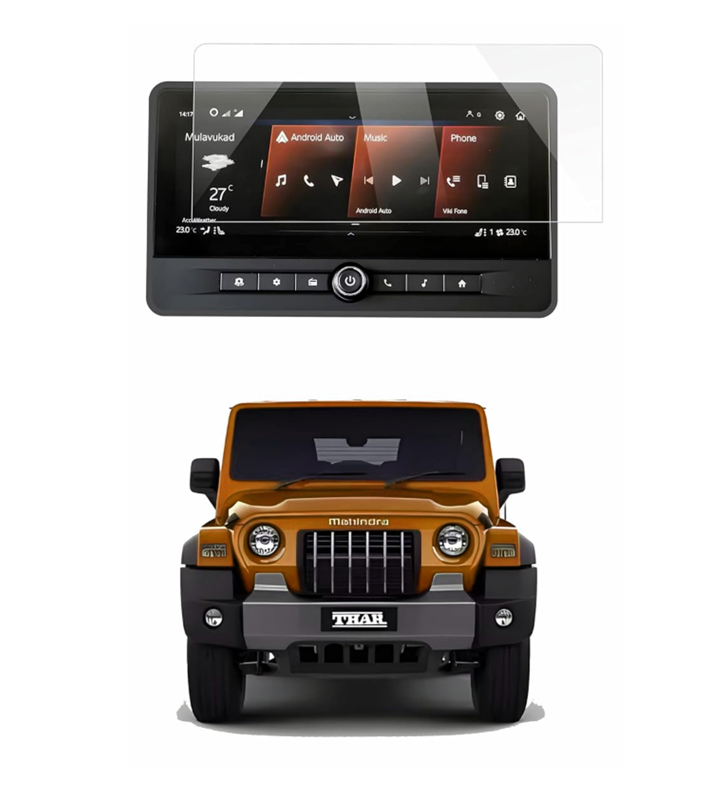 9H Unbreakable Car Infotainment System Screen Protector Compatible With MAHINDRA THAR 2026 & THAR ROXX [2024 - Running] || 10.25 INCH-picture-26