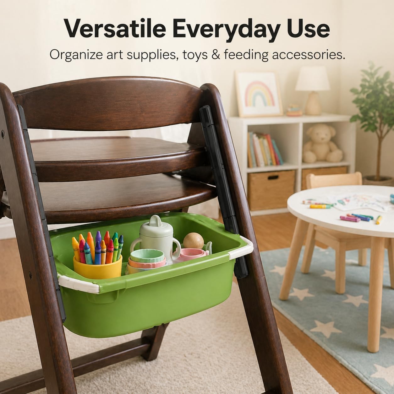Storage Adapter for Stokke Tripp Trapp – Fits IKEA Trofast Bins | 18cm Side-Mount Organizer | Keep Toys Snacks and Supplies Within Arm's Reach