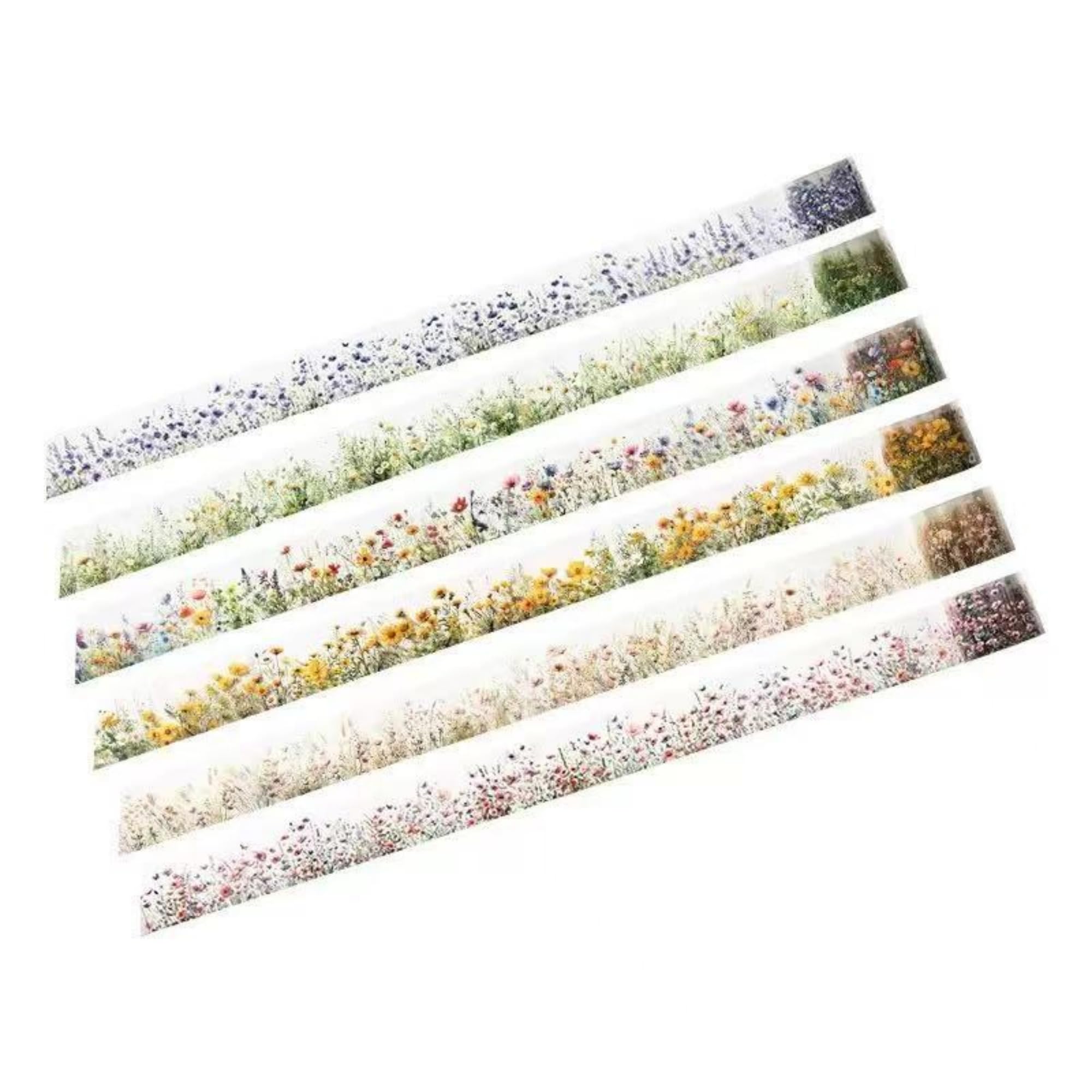 MAGLITT 6 Rolls Washi Tape Set Cute Flower Sticker Tape for Scrapbooking Scrapbook Stickers Adhesive Transparent PET Decorative Tape for Journaling Photo Album Craft Scrapbooking