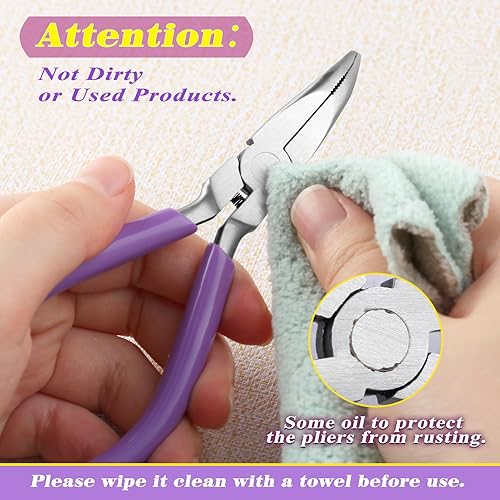 Miniatura 14 de SPEEDWOX Alicates de punta de aguja doblada con mandíbula dentada, alicates de punta larga doblados, alicates removedores de aguja, herramientas