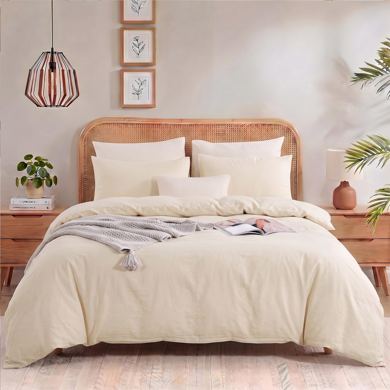 NEXHOME PRO Duvet Cover King Size, 3 Pieces Cotton Bedding Cover Set