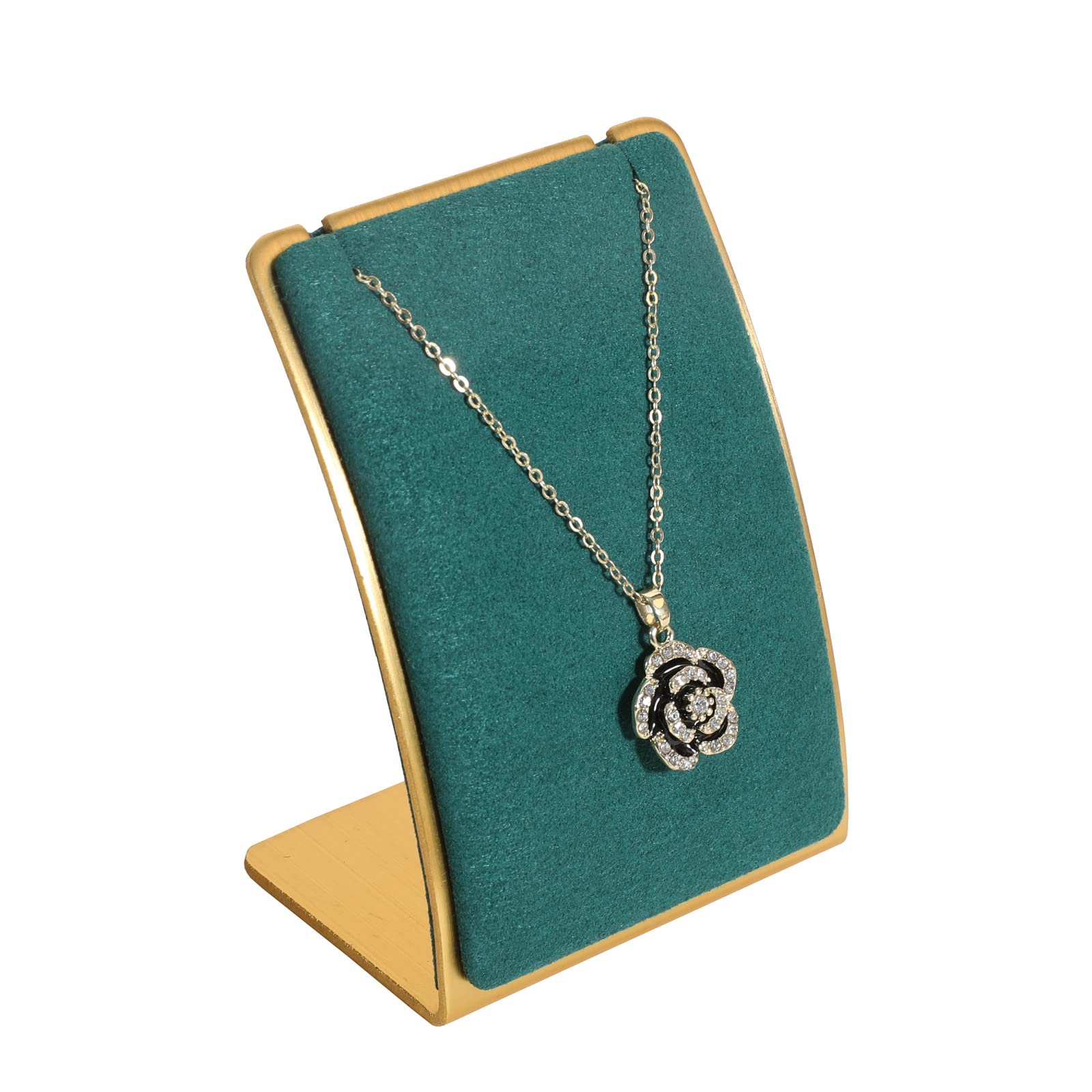 Gemeshou Green Necklace Display Stand, Velvet Jewelry Necklace Display Holder For Selling, Small Metal Earring Neck Storage Organizer, Online Jewelry Photography Props【Green】