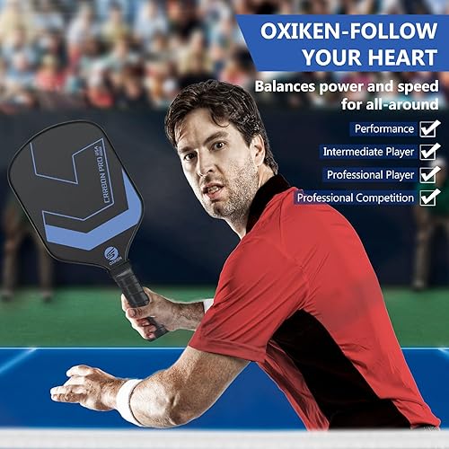 Miniatura 6 de OXIKEN - Paletas de pickleball de 10130.630 in 2024 aprobadas por USAPA T700 de fibra de carbono (CFS), grano alto y giro, núcleo de panal, mango
