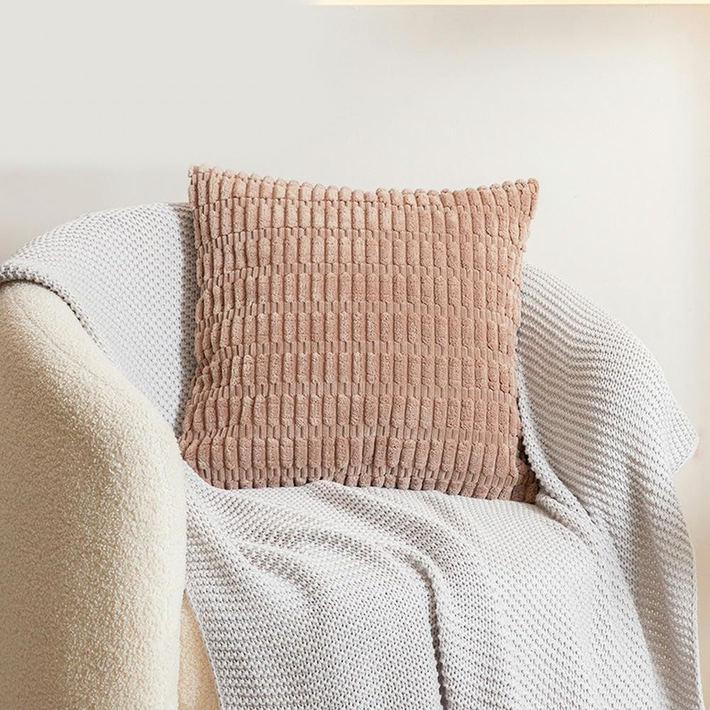 Taies d'oreiller en velours côtelé 4 pièces housses de coussin design épis de blé pour salon