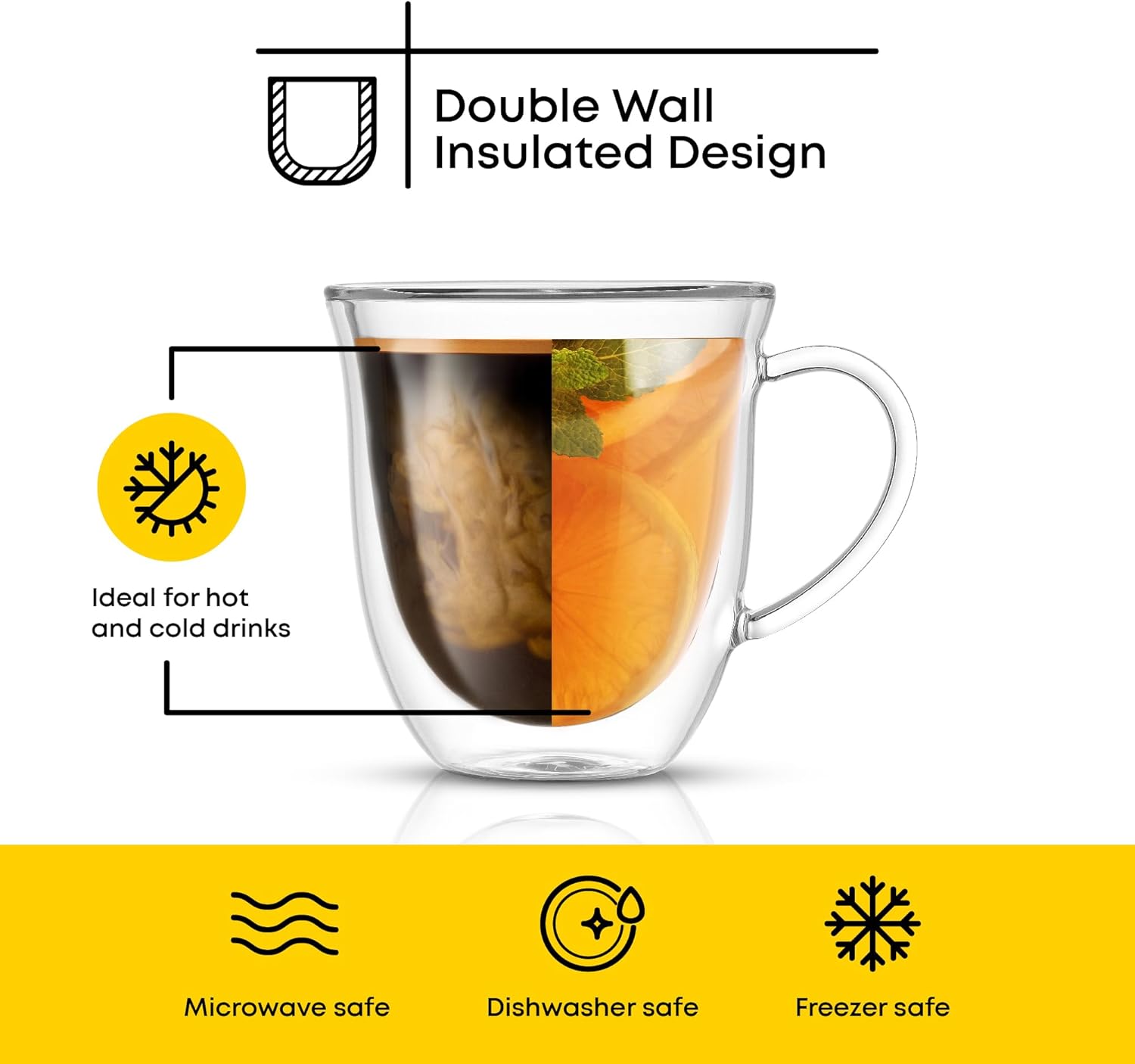 JoyJolt Serene Double Walled Insulated Glasses Coffee Mug (Set of 2) 13.5 Ounces - Image 3