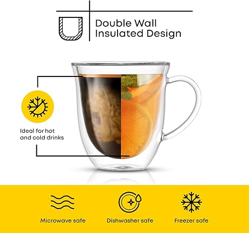 Vista 3 de JoyJolt Serene - Taza de café con aislamiento de doble pared (juego de 2) 13.5 onzas