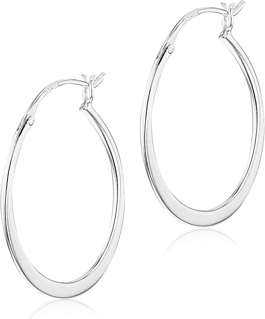 Tuscany Silver Women's Sterling Silver Oval Hoop Earrings