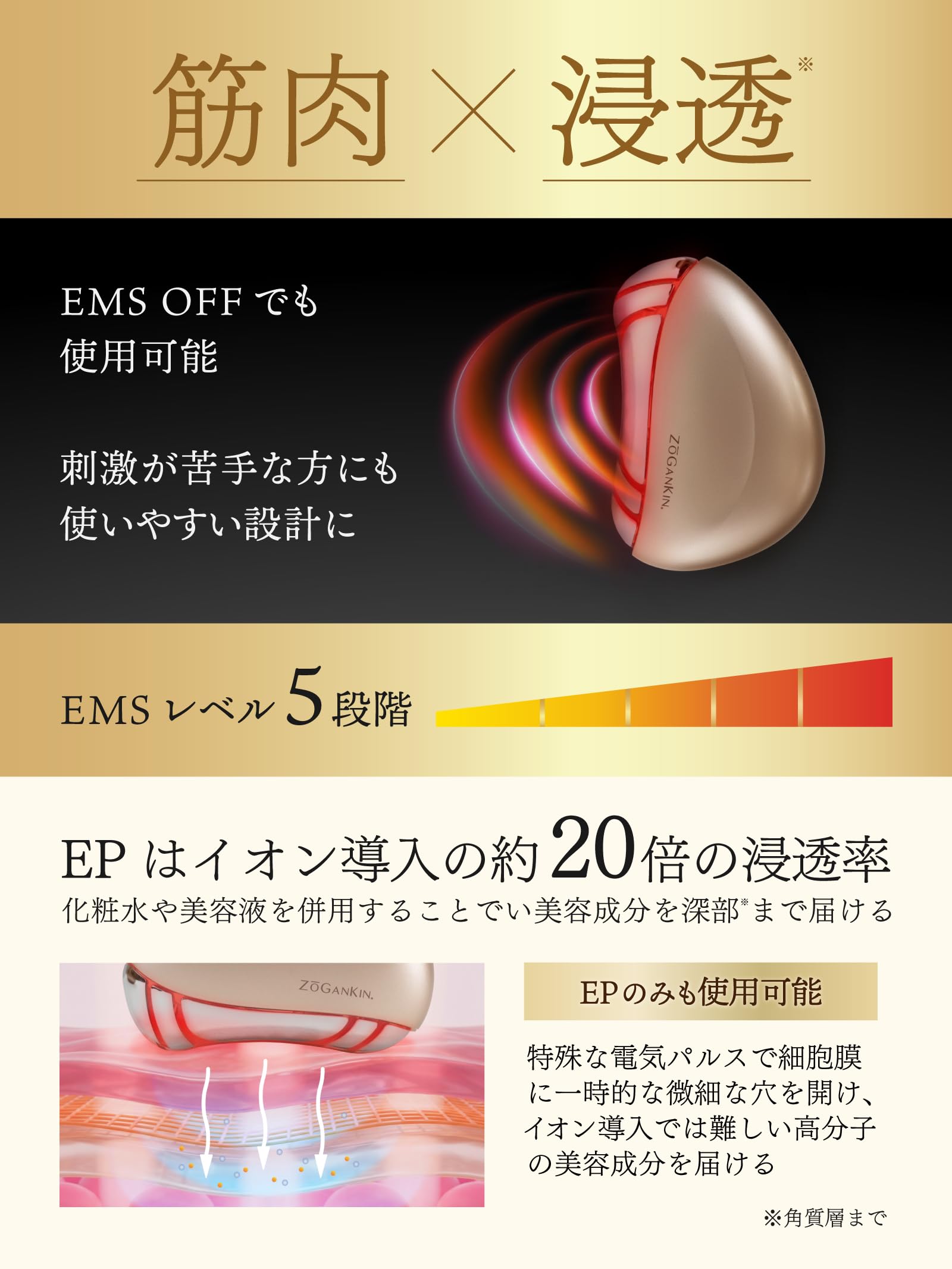 Amazon.co.jp: ZŌGANKIN | ゾーガンキン カッサ 【EMS×EP×温熱】美顔器