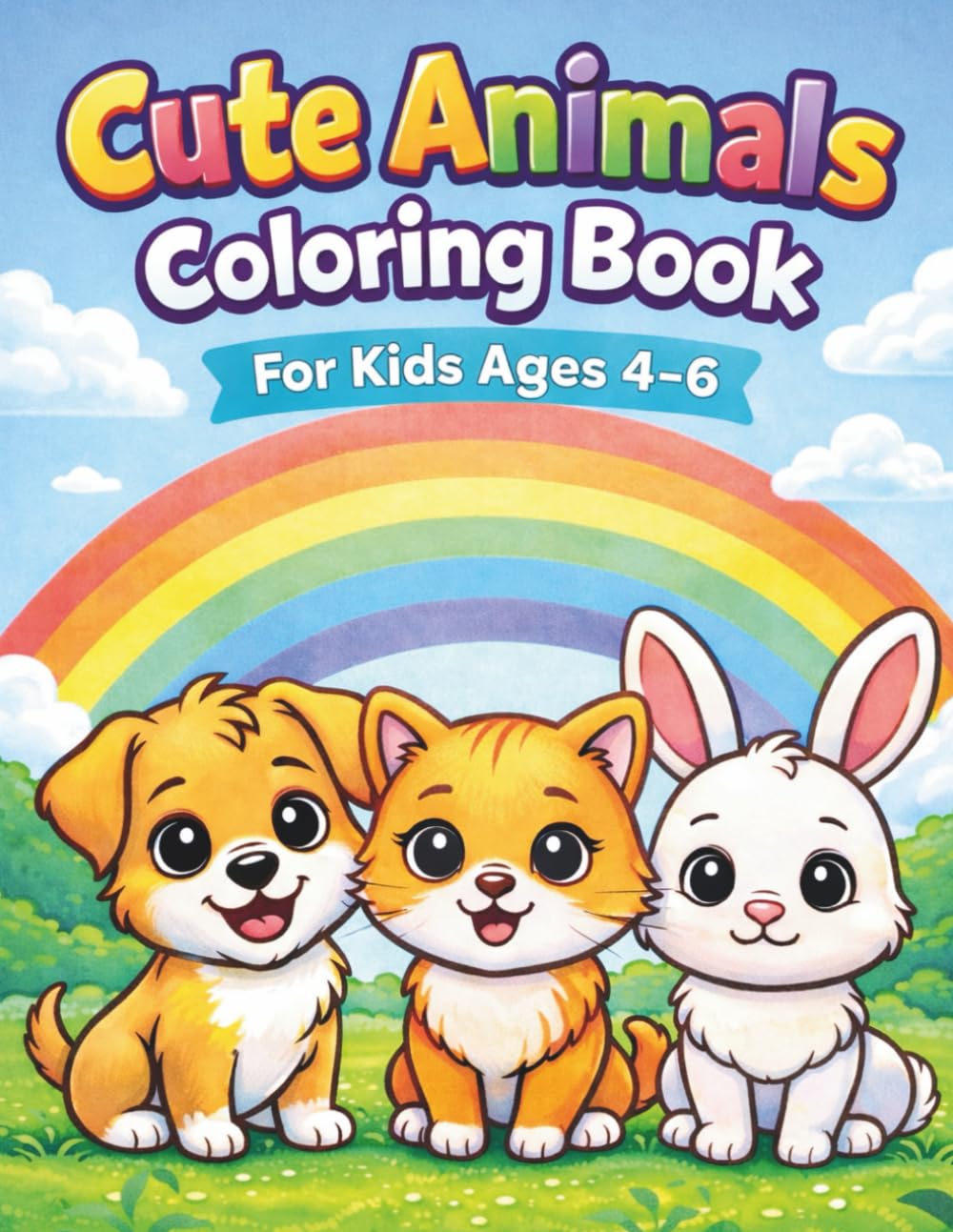 Cute Animals Coloring Book: For Kids Ages 4–6 (Farm Animals Activity Books)