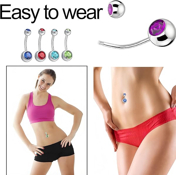 20 PCS Belly Button Bars, Belly Bar Button Piercing Color Diamond Flash Is Suitable for Both Men And Women Navel Piercing Jewelry for Pairing With Swimwear Summer Tops And Beachwear Accessorie - 3