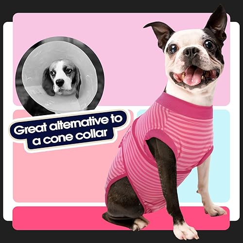 Miniatura 4 de FUAMEY Traje de recuperación para perros y gatos después de la cirugía, suave y transpirable para mascotas, traje quirúrgico alternativo con cuello
