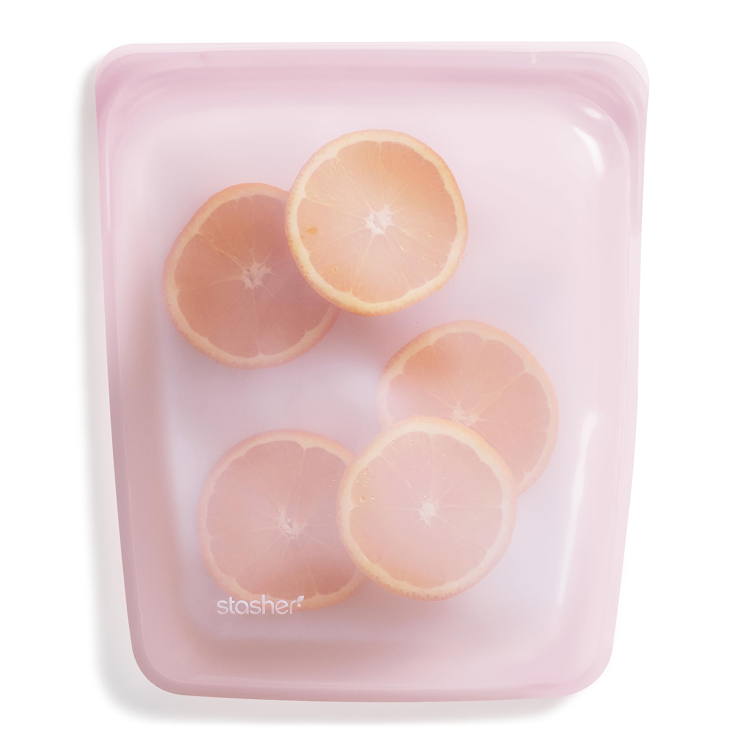 StasherPlatinum Silicone Food Grade Reusable Storage Bag, Pink (1/2 Gallon) | Reduce Single-Use Plastic | Cook, Store, Sous Vide, or Freeze | Leakproof, Dishwasher-Safe, Eco-friendly | 64 Oz