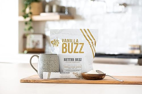 Miniatura 3 de Better Buzz Vanilla Powder Coffee Creamer Shots (Vanilla Buzz) 20 unidades Mezcla de bebida individual, paquetes de crema instantánea de vainilla