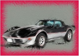 1978 Corvette Digital Painting Birthday Card. (Inside Reads: Happy Birthday!)