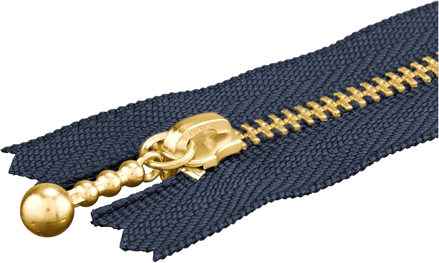 Y.K.K 3MGC-20 Gold With Ball, Zipper and Stop, Pack of 10, Length 7.9 inches (20 cm), Navy Blue