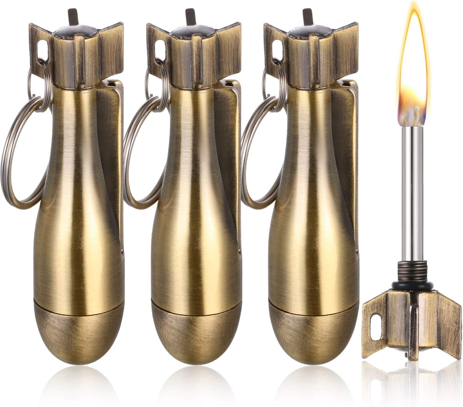 Mudder 3 Pieces Permanent Metal Match Flint Match Keychain Forever Waterproof Match